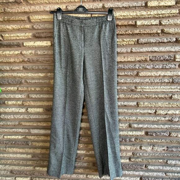 Akris Punto Marla Black Diagonal Tweed Wool Silk Pants Size 6 NWT - Picture 10 of 11